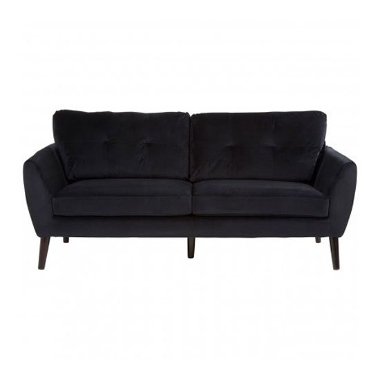 Solstices 3 Seater Velvet Sofa In Black