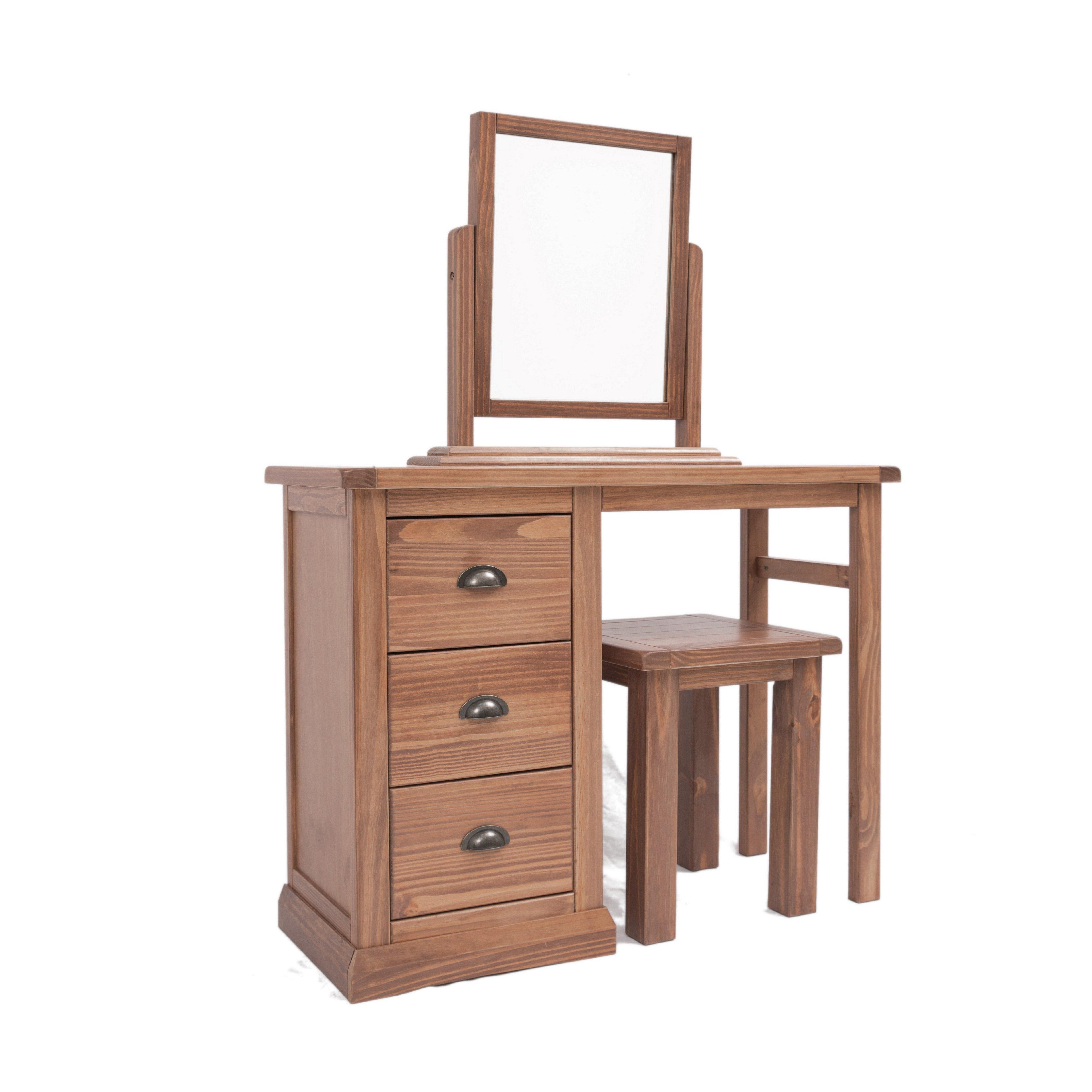 Cabinet Bits Tirolo 3 Drawer Dressing Table Set Brass Cup Handle in Brown