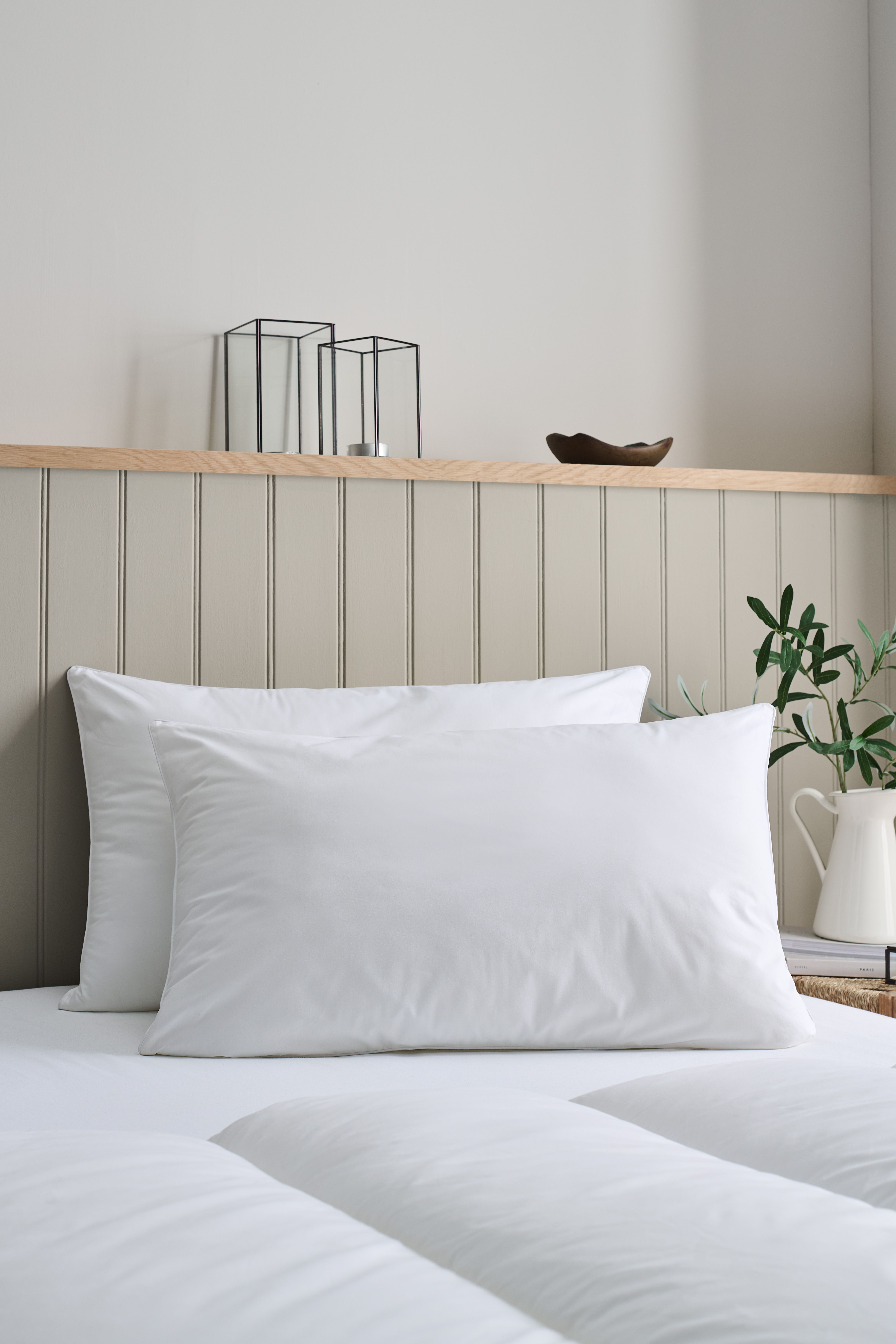 CHRISTY Classic Filled Hollowfibre Medium Firm Pillow Pair in White