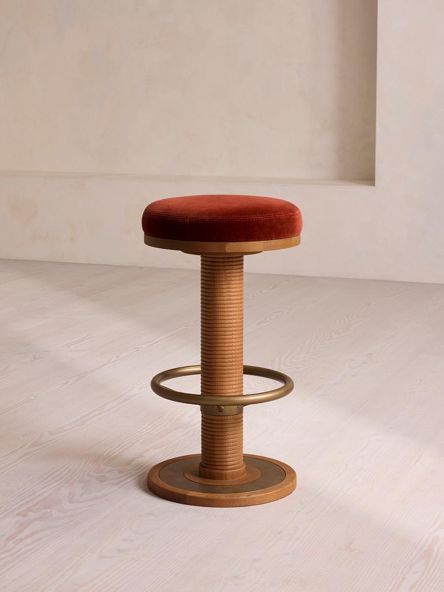 Bryden Counter Stool, Velvet, Rust