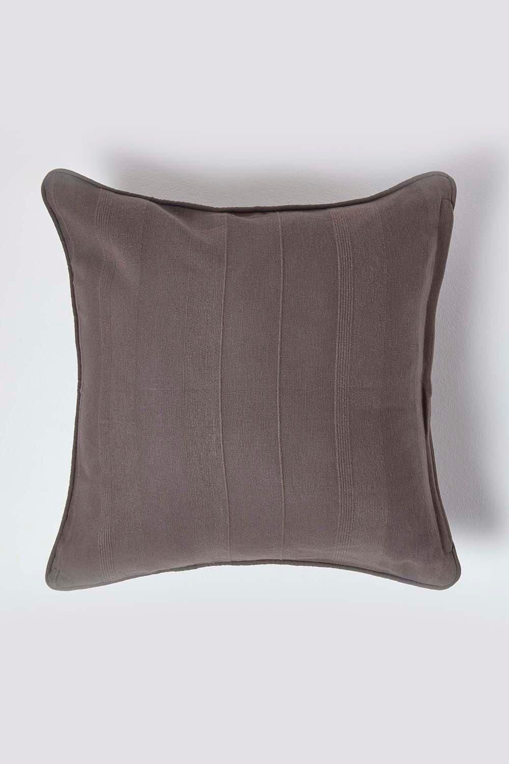 Homescapes Cotton Rajput Ribbed Cushion Cover in Charcoal