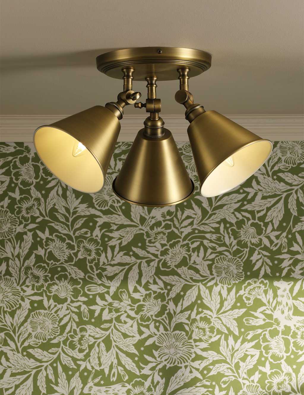 Joules Home Lighting Wollaton Metal 3 Light Plate Spotlight Antique Brass