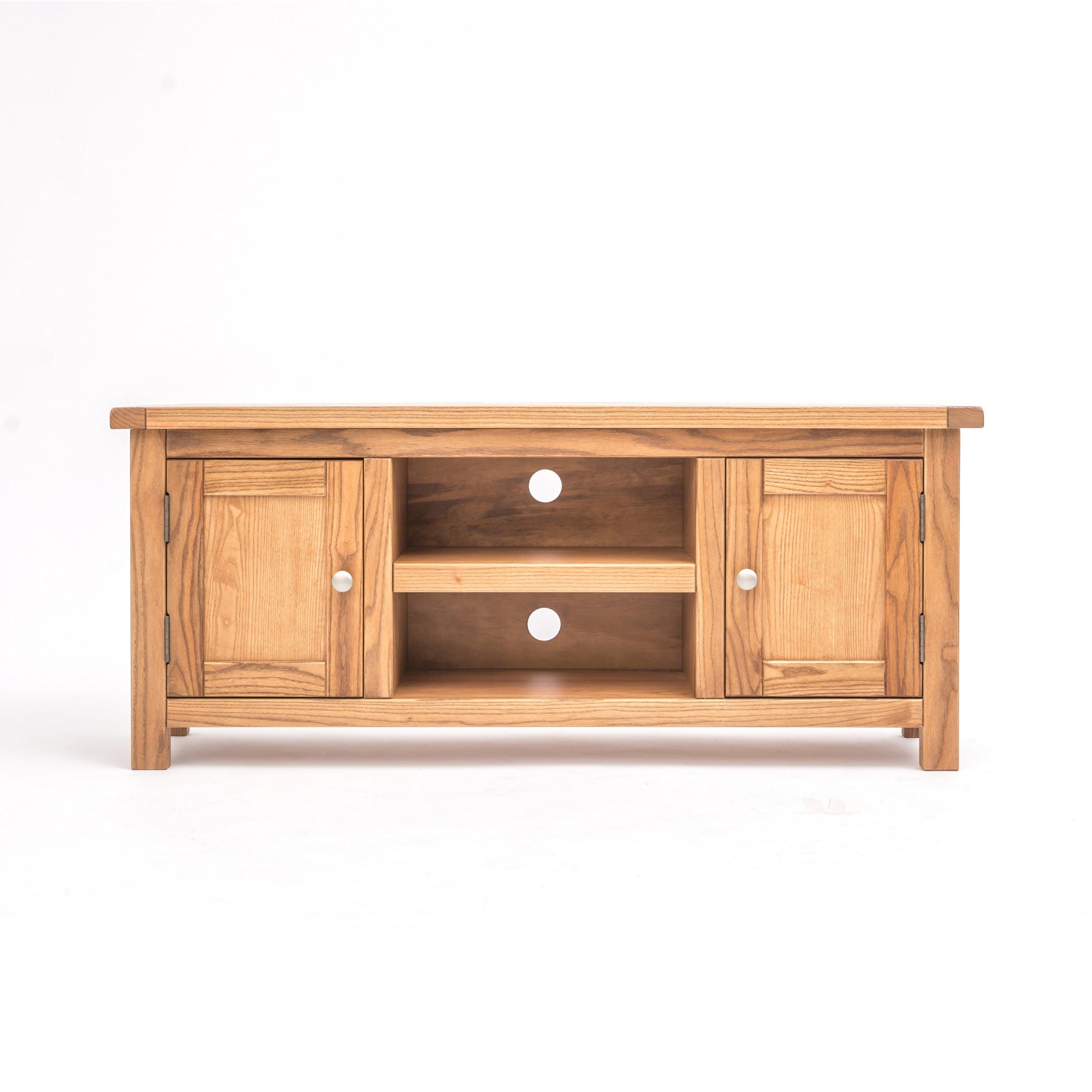 Cabinet Bits Trivento Light Wood 2 Door TV Cabinet Chrome Knob in Natural