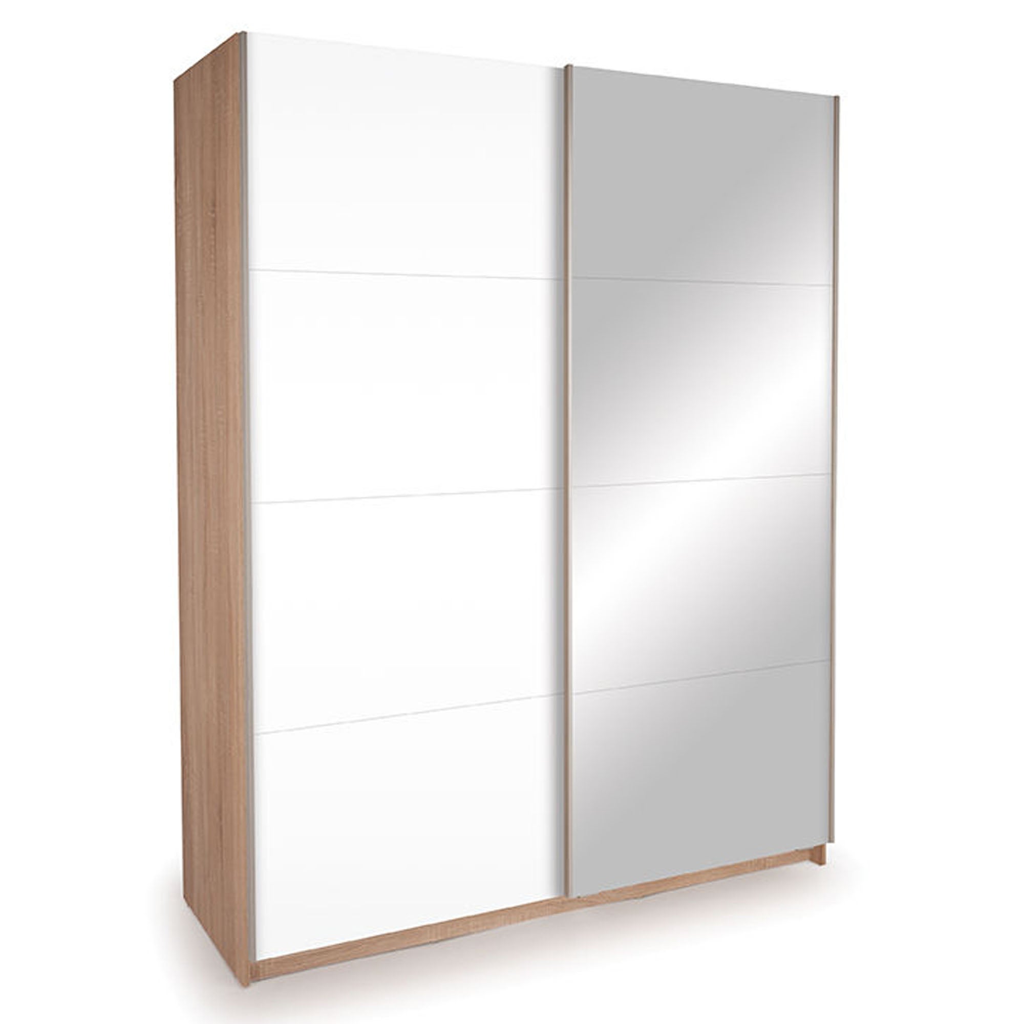 Ellum White Gloss and Oak Sliding Wardrobe White