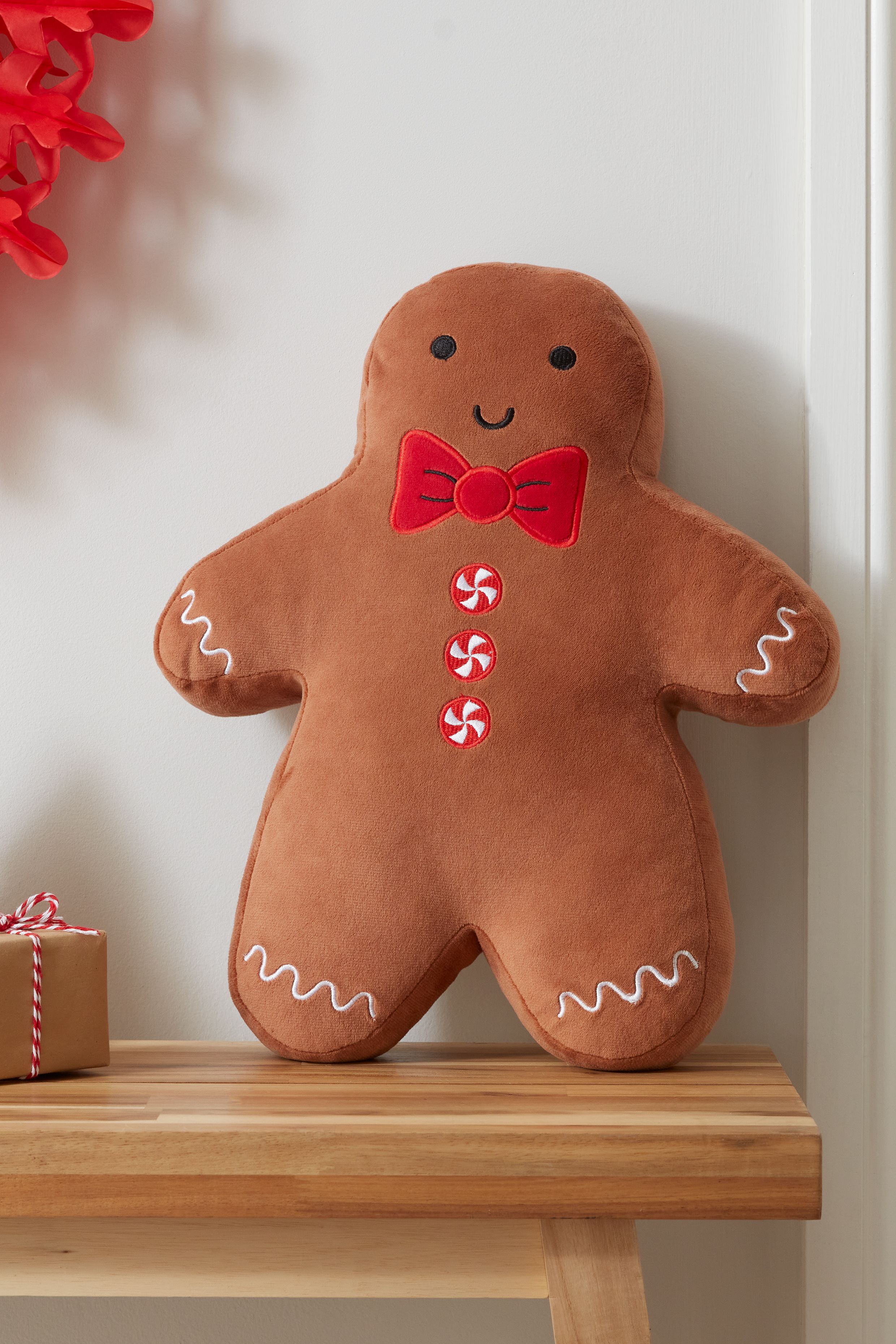 Catherine Lansfield 'Christmas Gingerbread' 3D Shaped Cushion in Brown