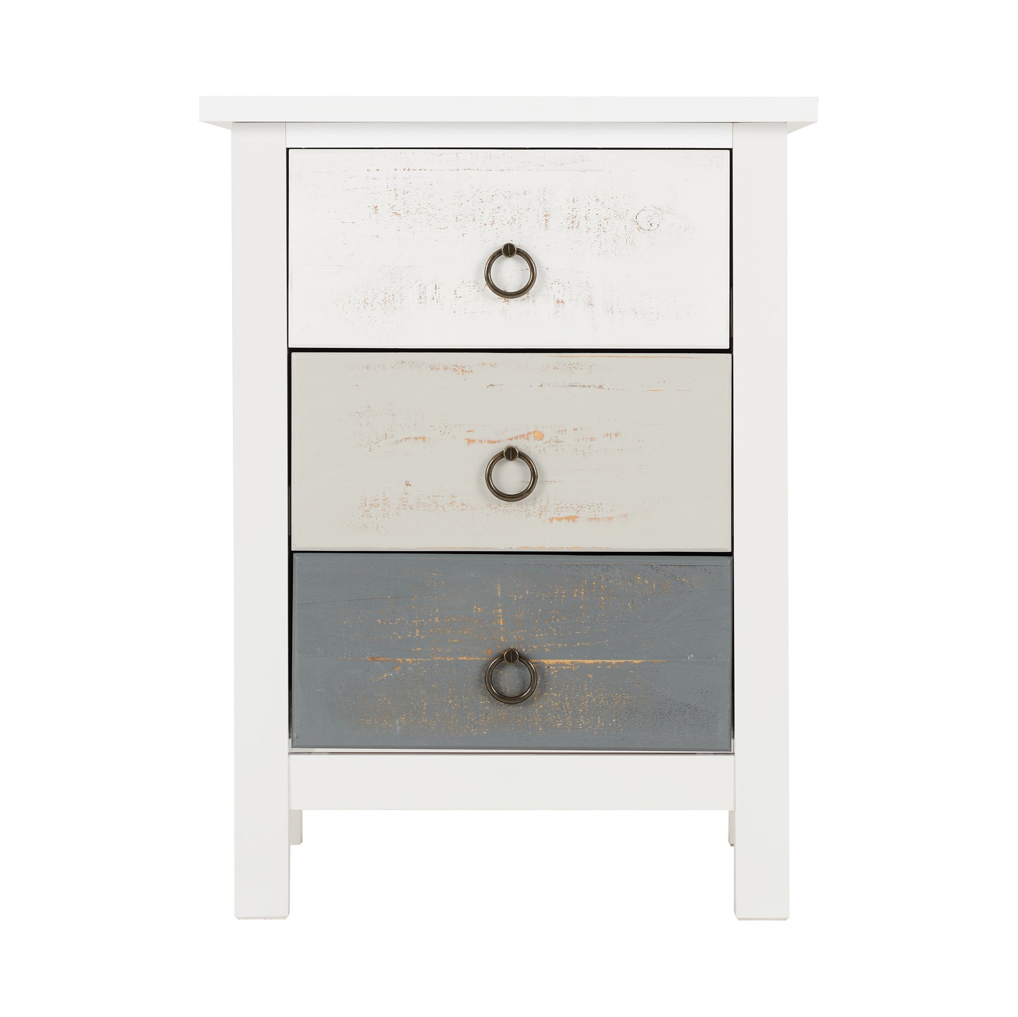 Vermount 3 Drawer Bedside Table White and Grey