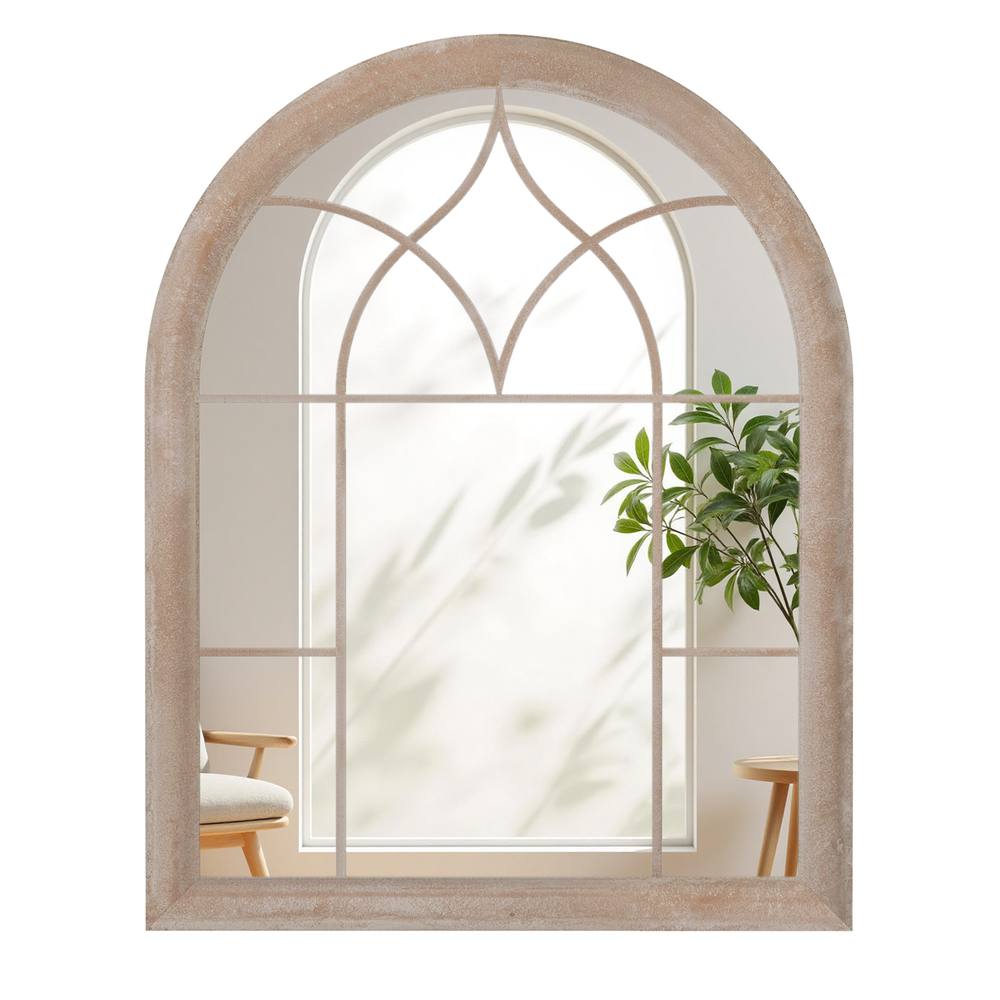 Costway Farmhouse Window Pane Mirror Wall Mounted Mirror Decorative Mirror in Grey