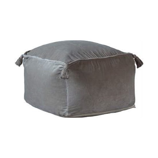 Rossi Velvet Upholstered Square Pouffe In Silver