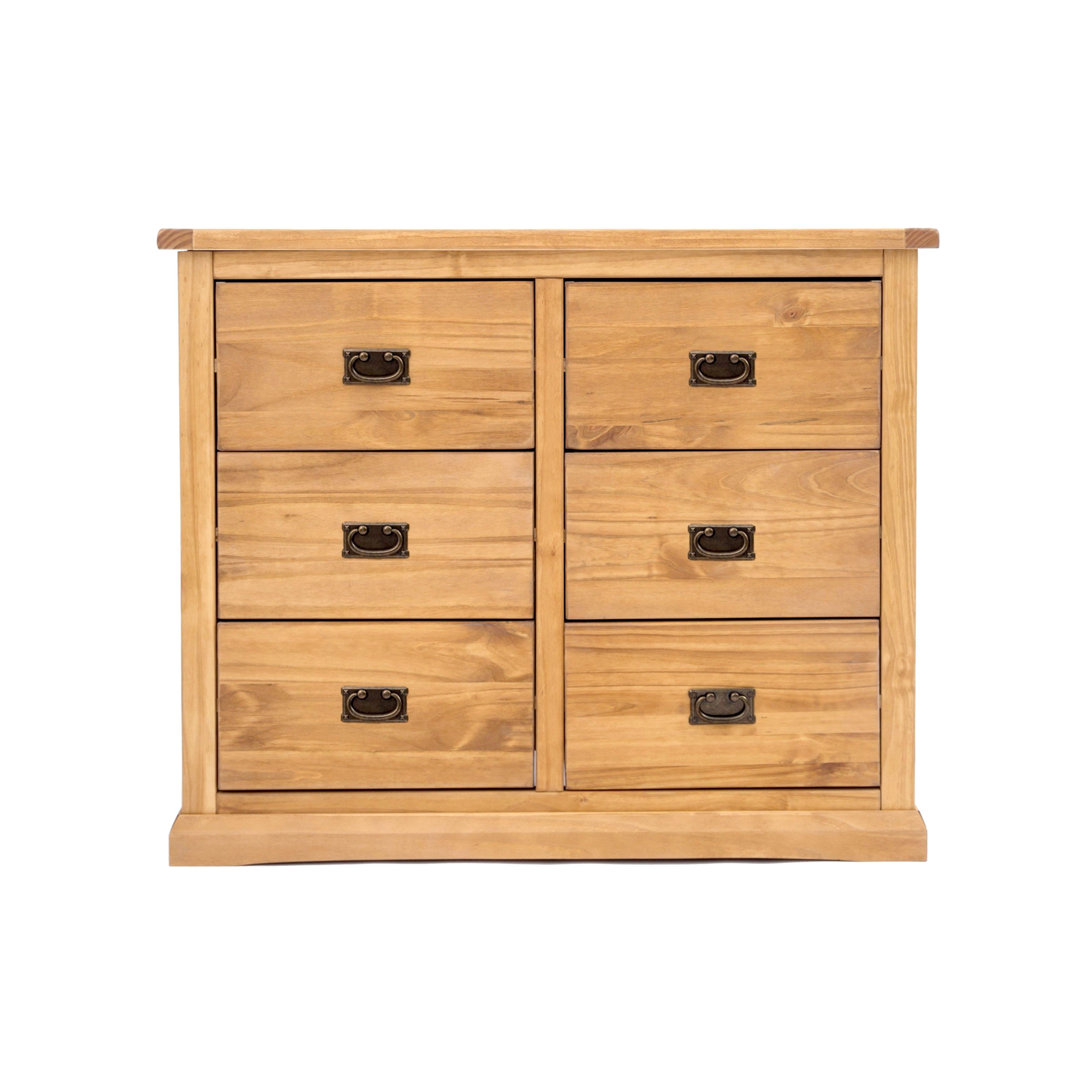 Cabinet Bits Lucca 6 Drawer Chest of Drawers Bras Drop Handle in Light Brown