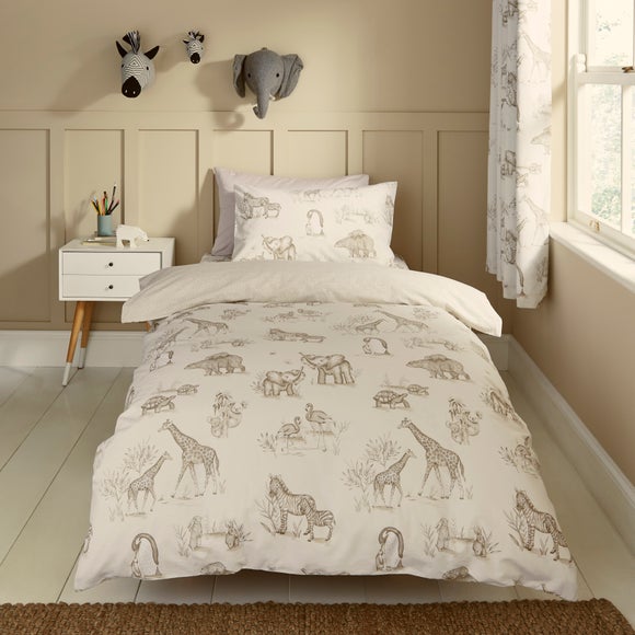 Sketched Animal 100% Cotton Duvet Cover & Pillowcase Set
