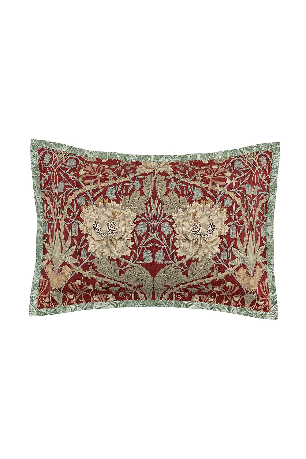 Morris & Co 'Honeysuckle & Tulip' Cotton Duvet Cover Set in Dark Red 4