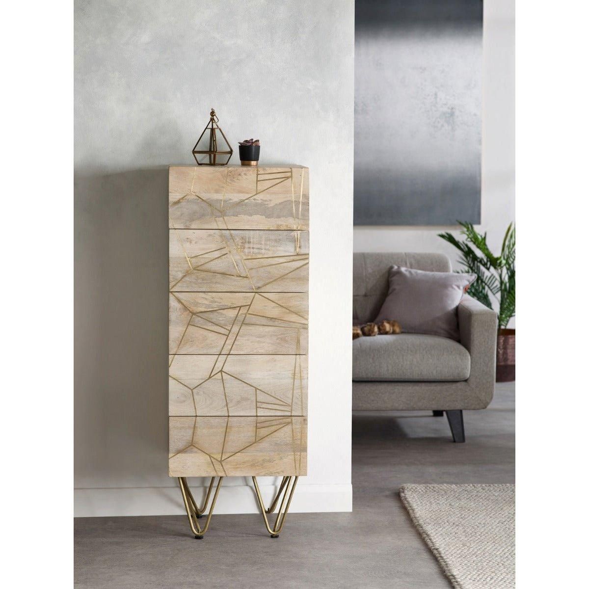 IH Design Tall Chest of drawers Deiondre Light Mango in Brown