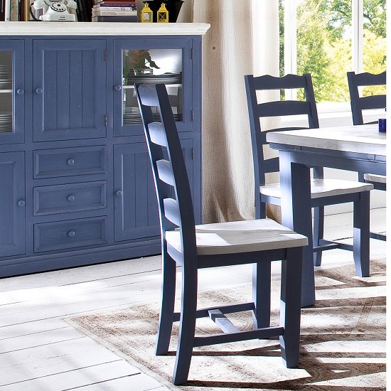 Falcon Dining Chair In Blue And White Pine