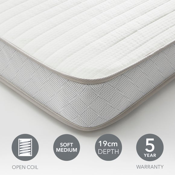 Dunelm Rolled Memory Foam Open Coil Hybrid Mattress, 19cm