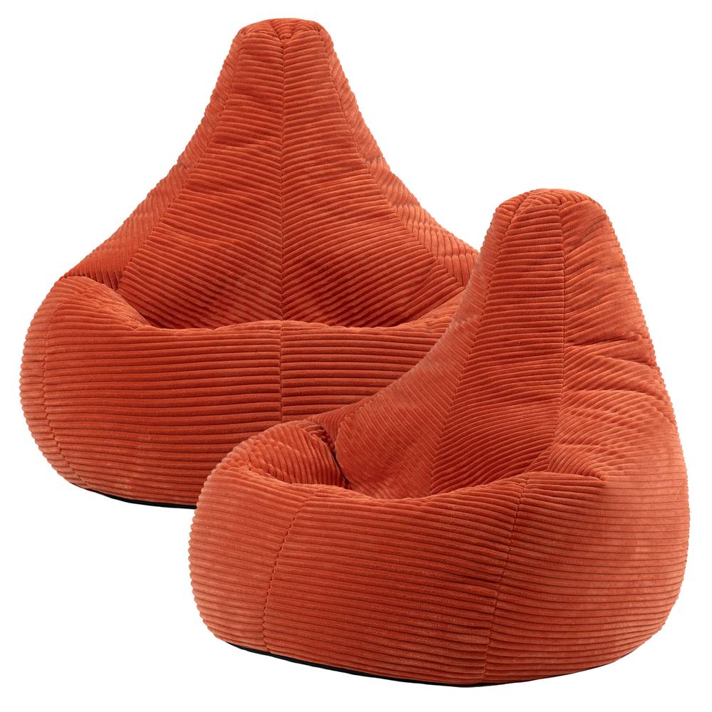 icon Dalton Cord Adult Bean Bag Chair, Set of 2 in Terracotta