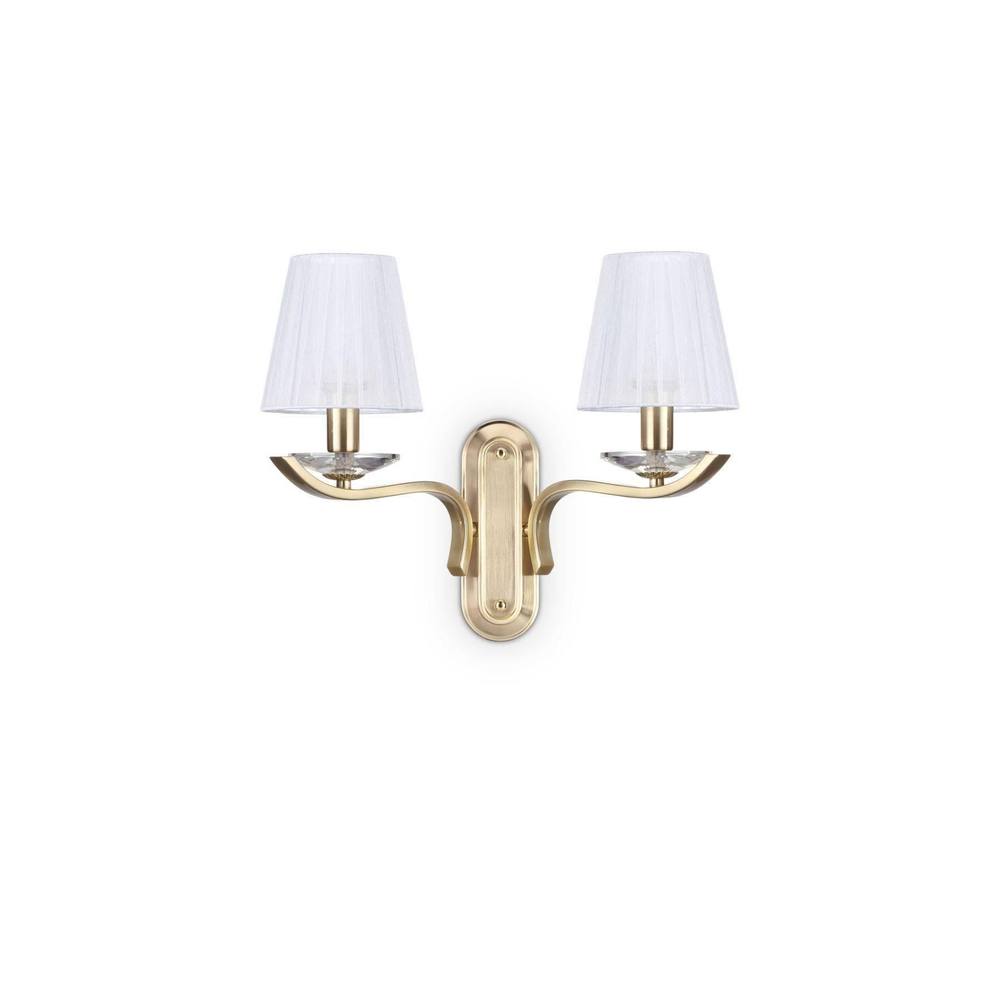 Netlighting Pegaso 2 Light Candle Wall Light Satin Brass in Yellow