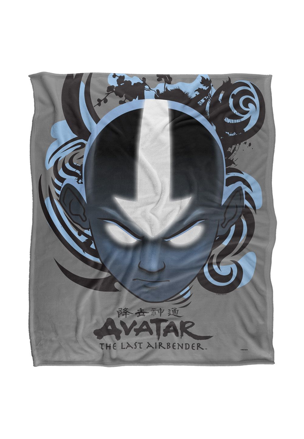 Avatar: The Last Airbender Avatar The Last Airbender Blue & Black Kanji Silky Touch Super Soft Throw Blanket 152 X 127 cm in White
