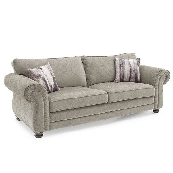 Esprit Fabric 3 Seater Sofa In Mink With Wooden Legs