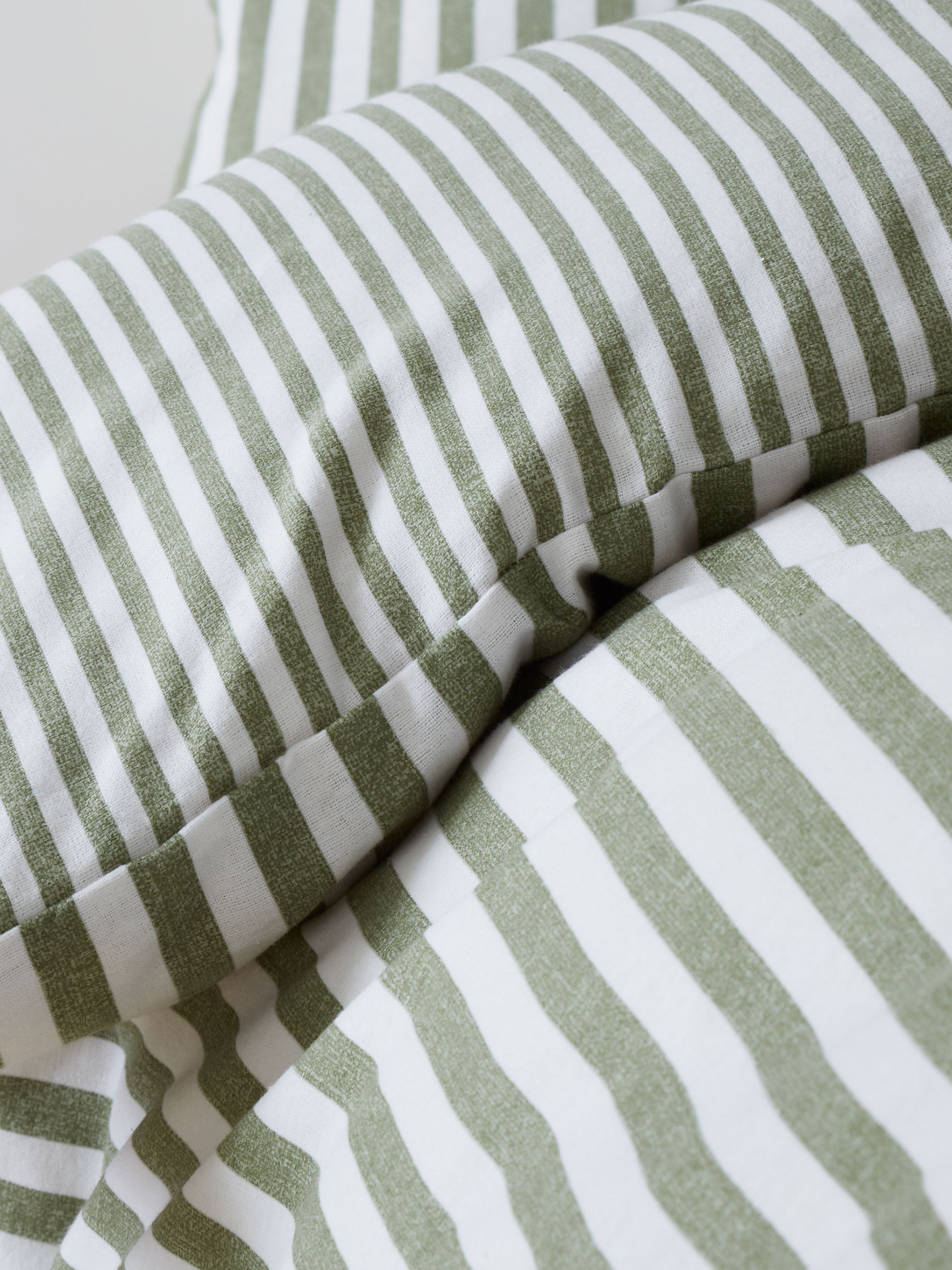 Catherine Lansfield Brushed Stripe 100% Cotton Duvet Cover Set in Green 4