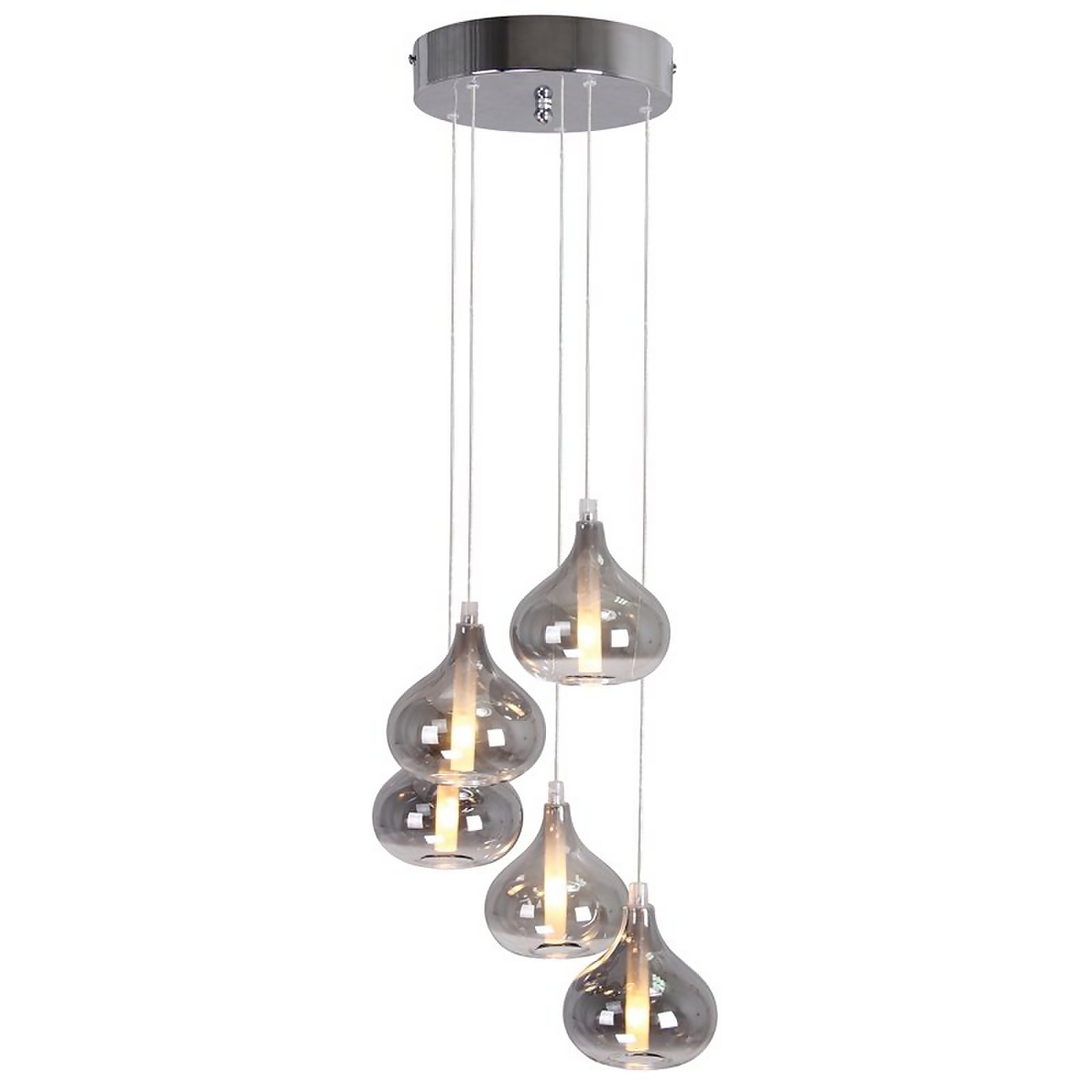 Reuben 5 Light Smoke Glass Pendant Light