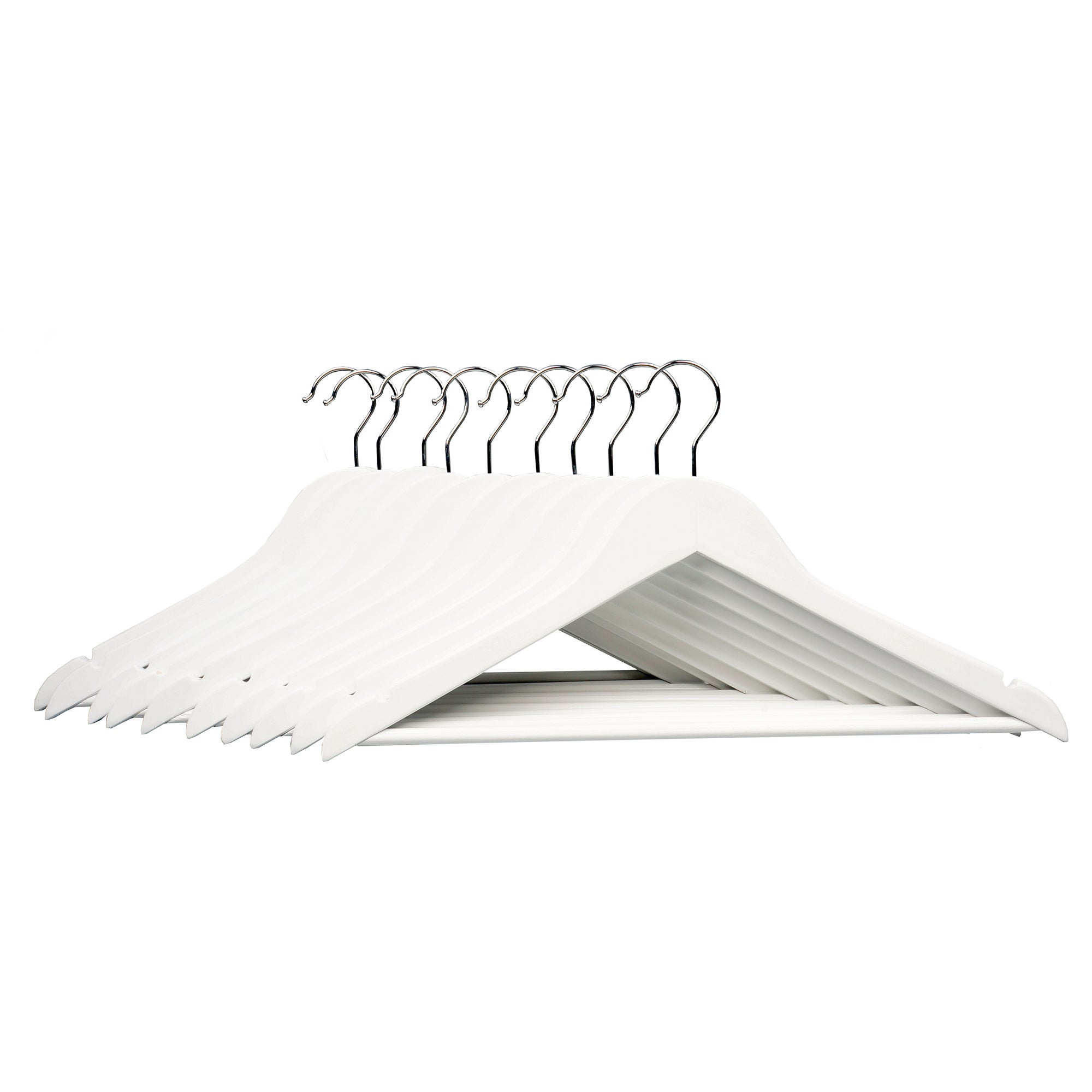 Pack of 10 White Wooden Hangers White