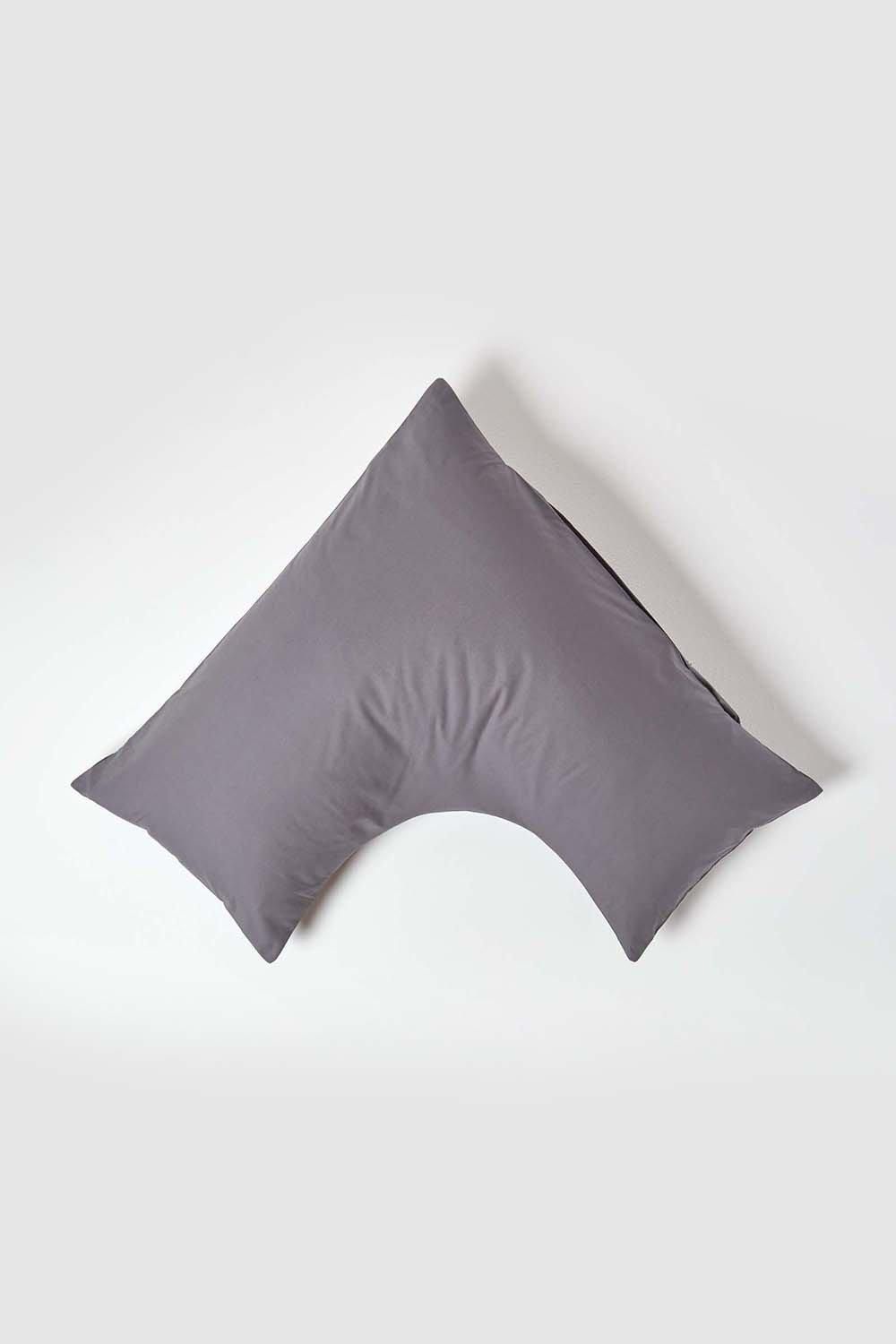 Homescapes Egyptian Cotton V Shaped Pillowcase 200 TC in Dark Grey