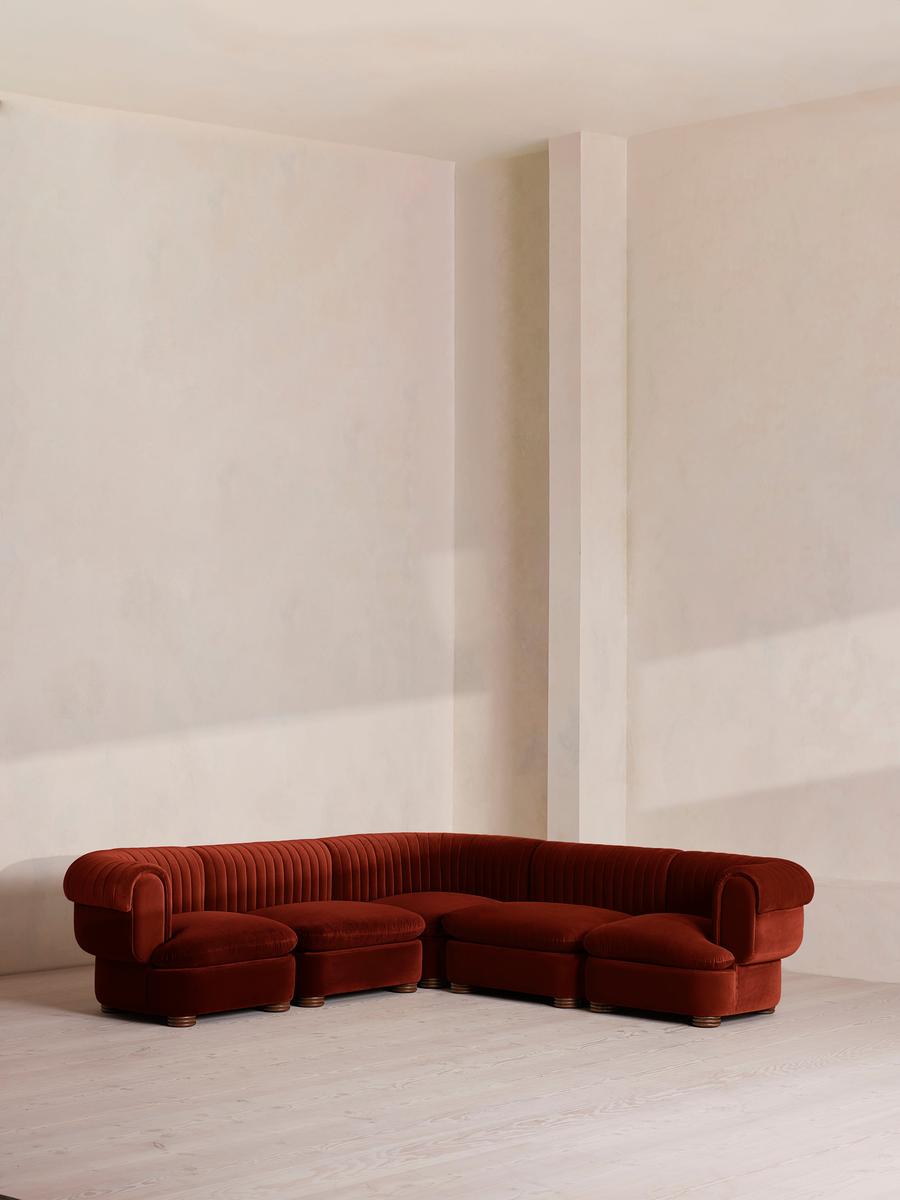Rava Modular Sofa, Corner Sofa, Velvet, Rust