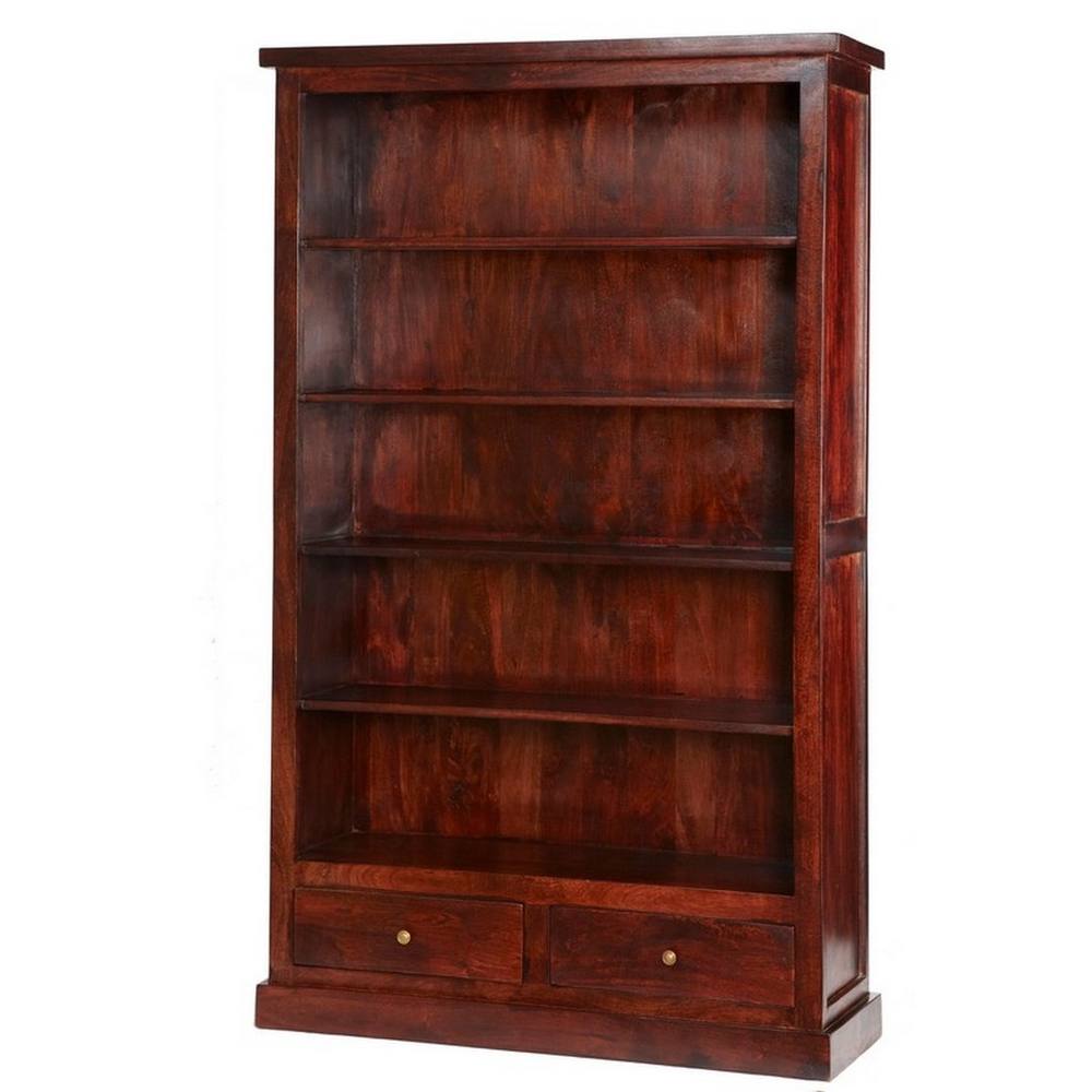 Indian Hub Jaipur Dark Mango Large Bookcase - Solid Mango Wood - L35 x W110 x H180 cm in Brown