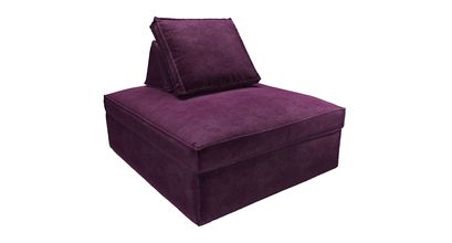 Harry Large Pouffe with bolster cushion in Plum Smart Velvet - sofa.com