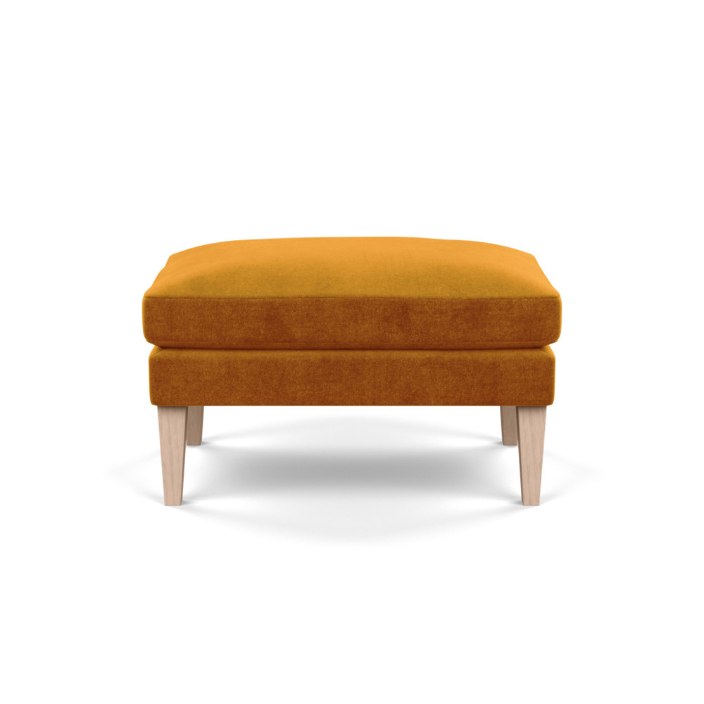 Heal's Wallis Ottoman Smart Luxe Velvet Cognac Natural Ash Feet