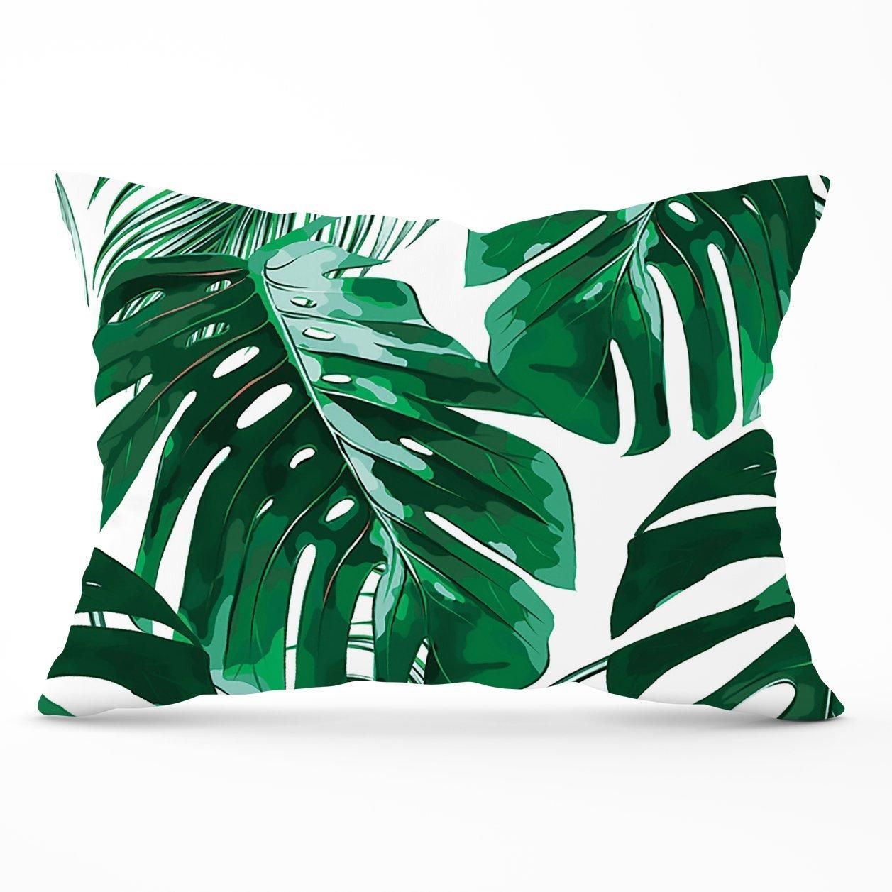 Warren Reed - Designer Tropical Jungle Leaf Pattern Cushions in Green