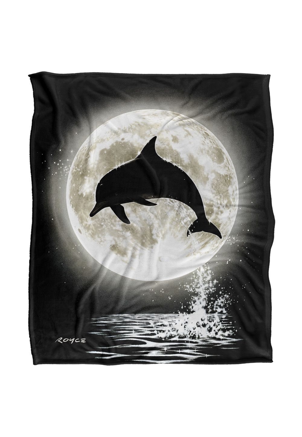 JQ Licensing Royce Mcclure Dolphin Moon Silhouette Silky Touch Super Soft Throw Blanket 152 X 127 cm in White