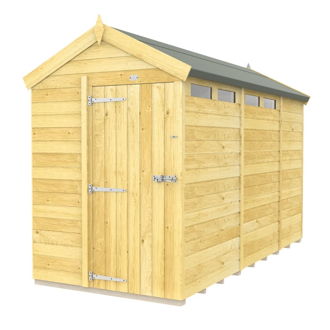 Buttercup Farm 5 x 11 Feet Apex Security Shed - Single Door - L329 x W147 x H217 cm in Brown