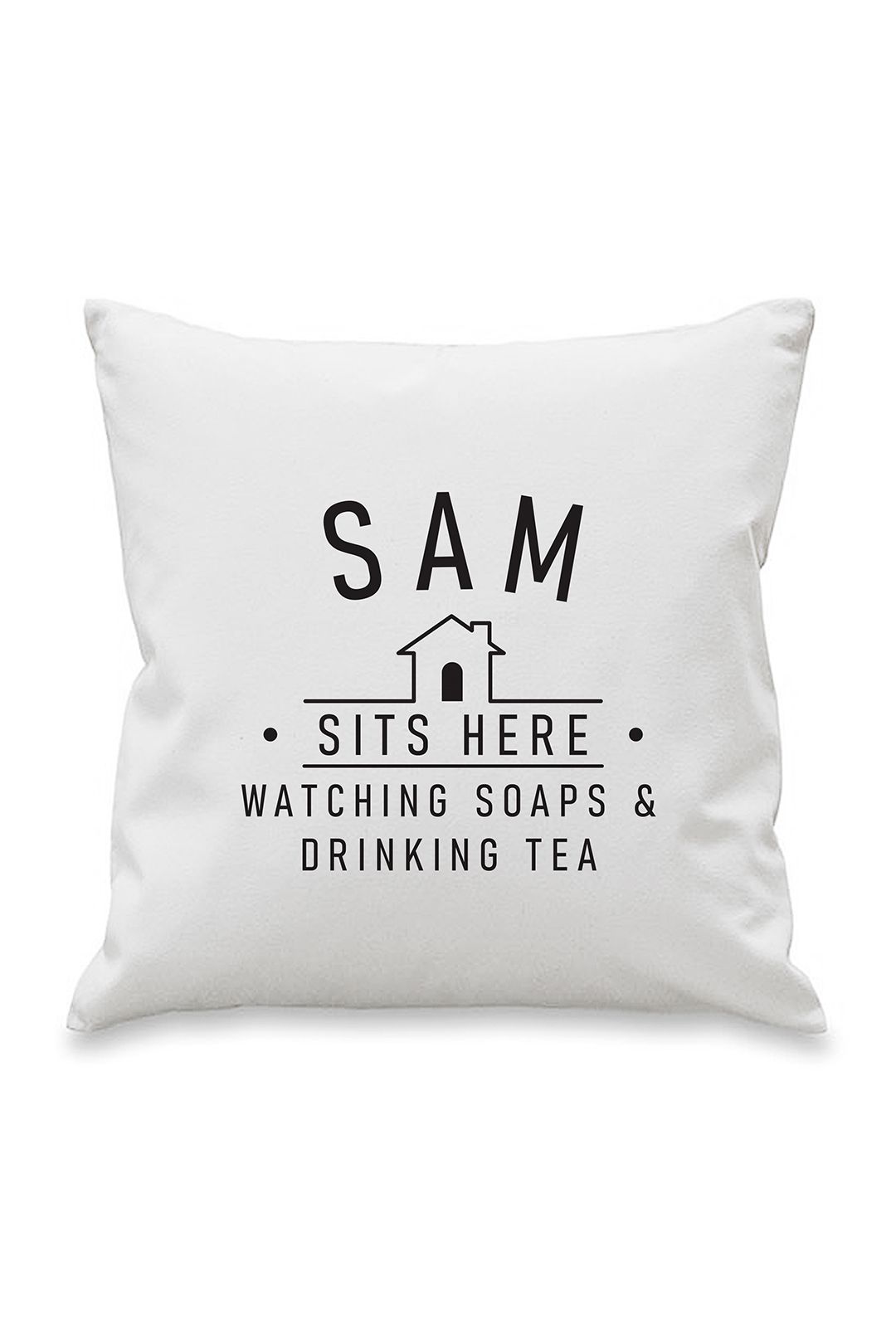 Personalised Memento Company Personalised ...Sits Here Cushion in White
