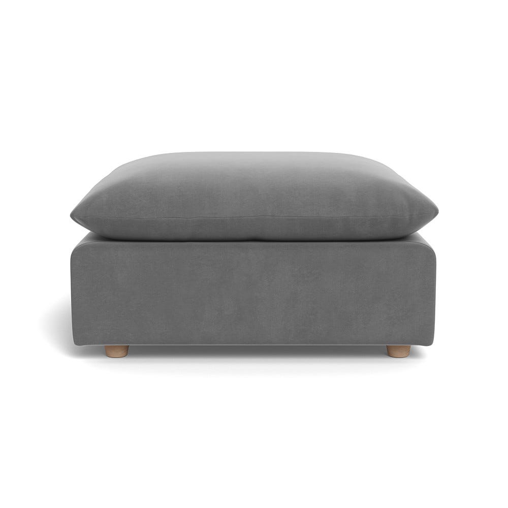 Heal's Astrid Ottoman Smart Velvet Mercury Natural Beech Feet 1