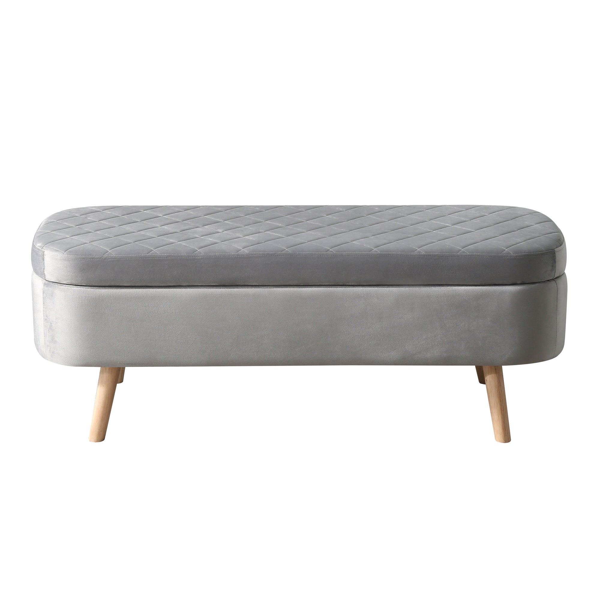 Indie Velvet Storage Ottoman Grey