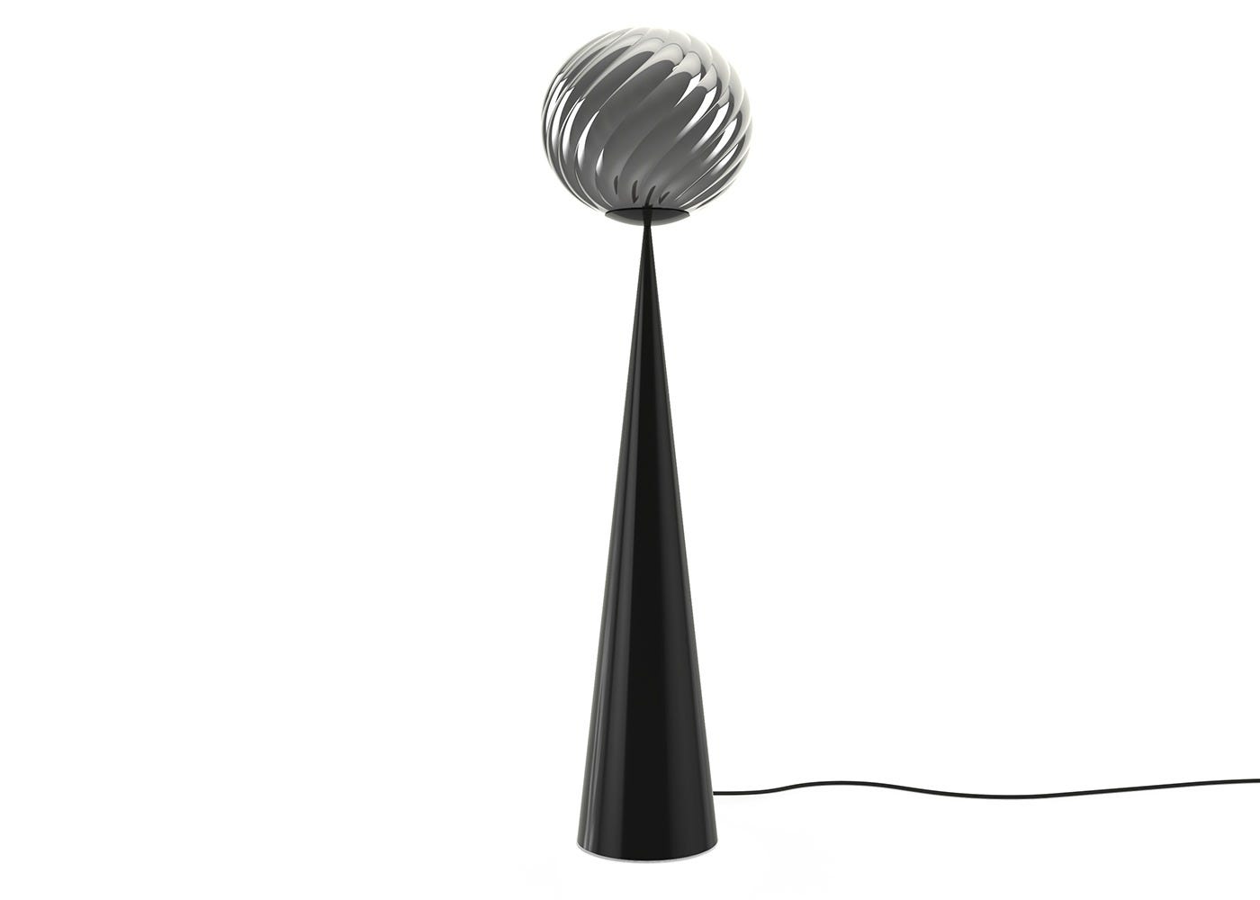 Tom Dixon Whirl LED Cone Fat Floor Lamp Silver/Black