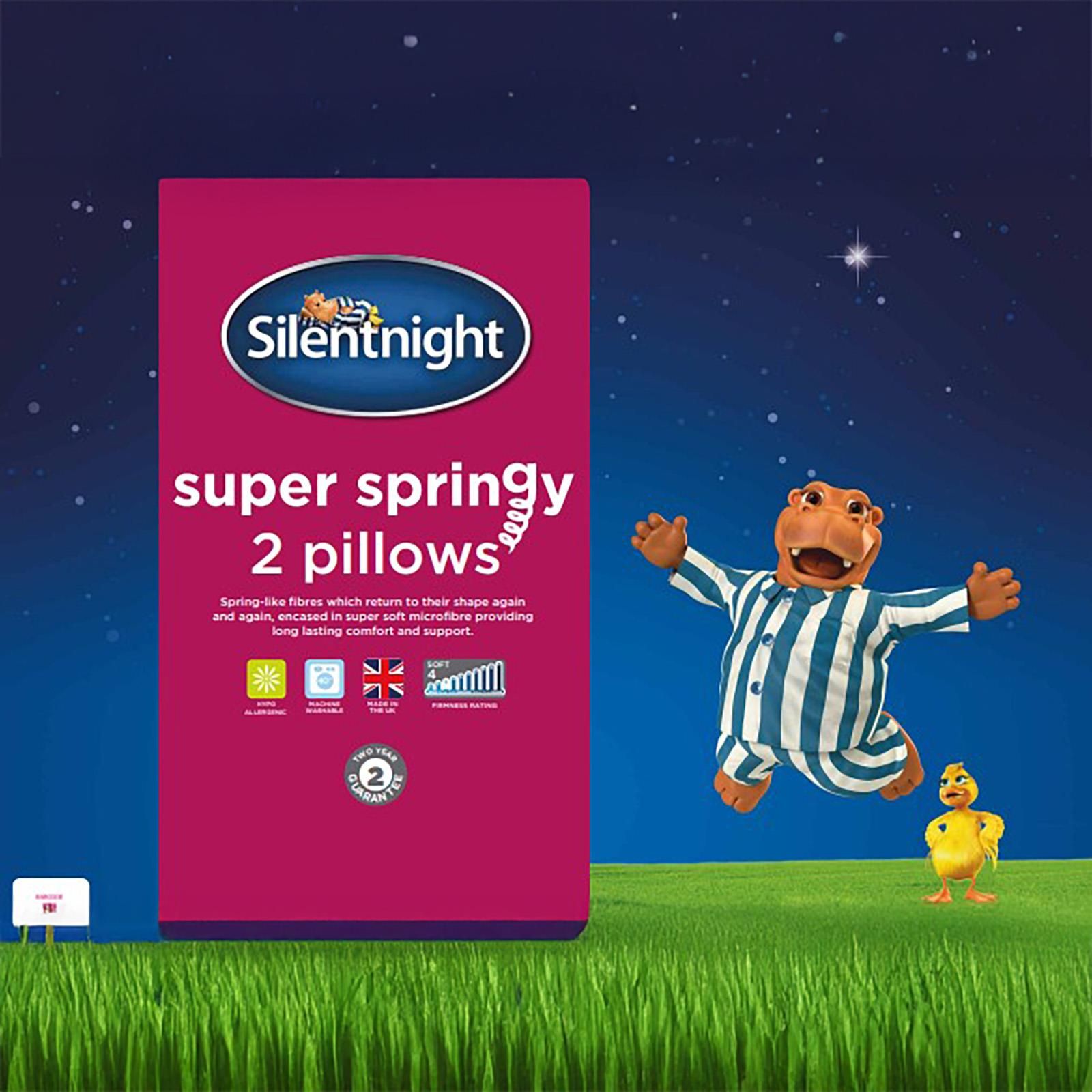 Silentnight Pillows 2 Pack Super Springy Soft Support Bed Quality Filled Plump in White