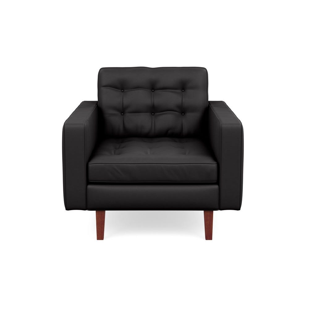 Heal's Hepburn Armchair Leather Grain Graphite 063 Walnut Feet 2