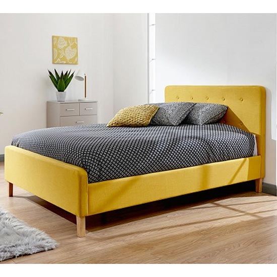 Ashbourne Wooden Double Bed In Yellow