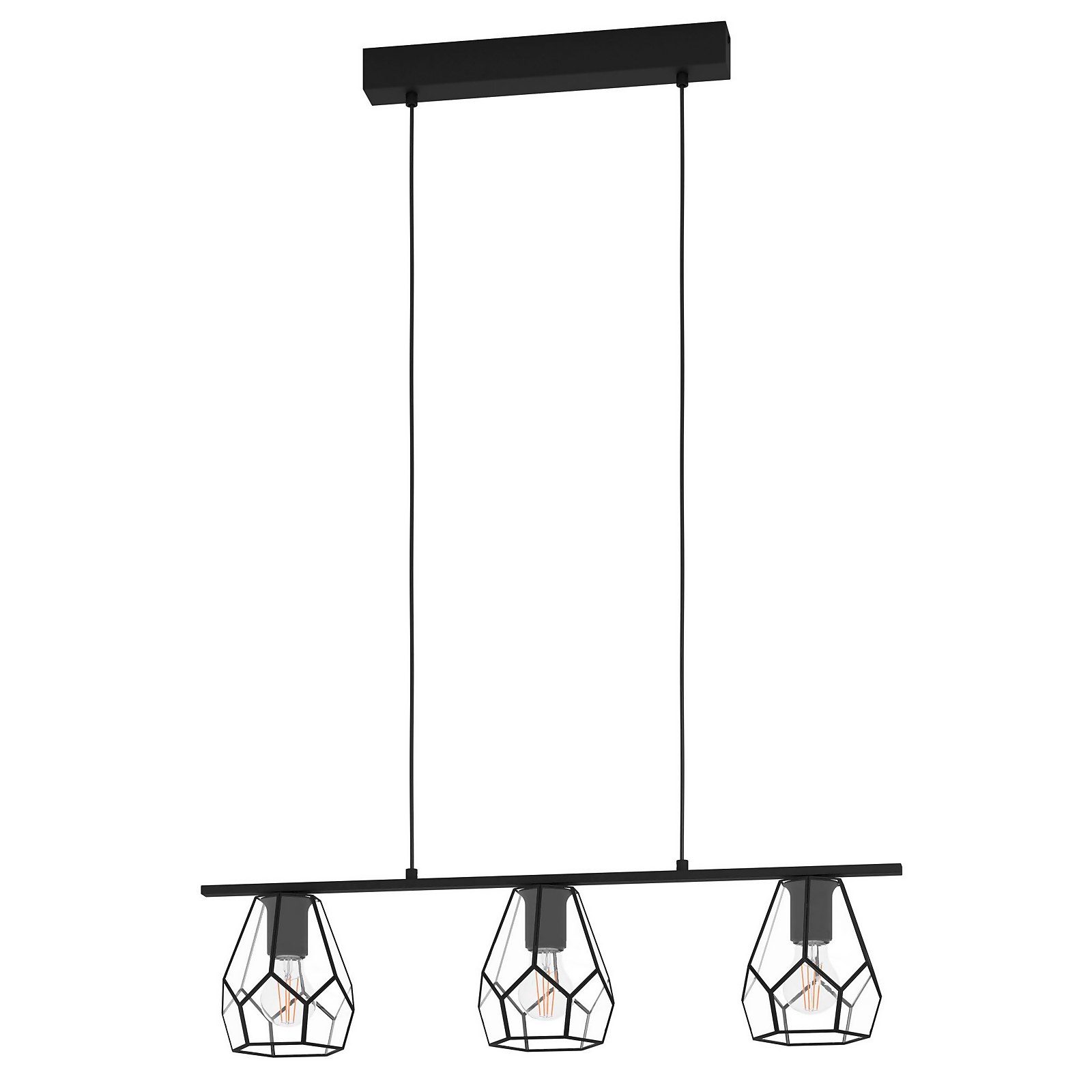 EGLO Mardyke Glass Steel 3L Pendant Light