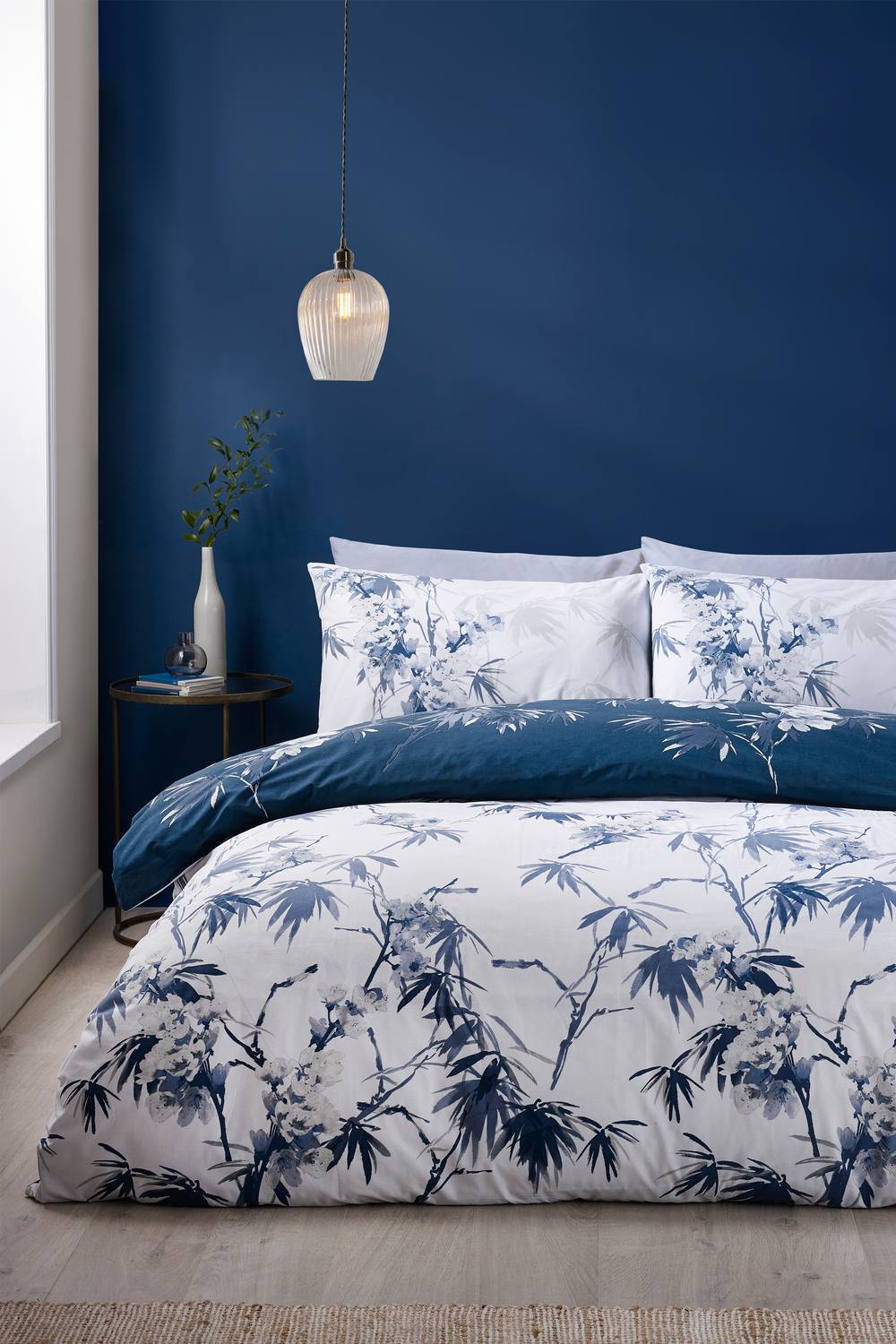 Catherine Lansfield 'Kyoto Floral' Reversible Duvet Cover Set in Blue