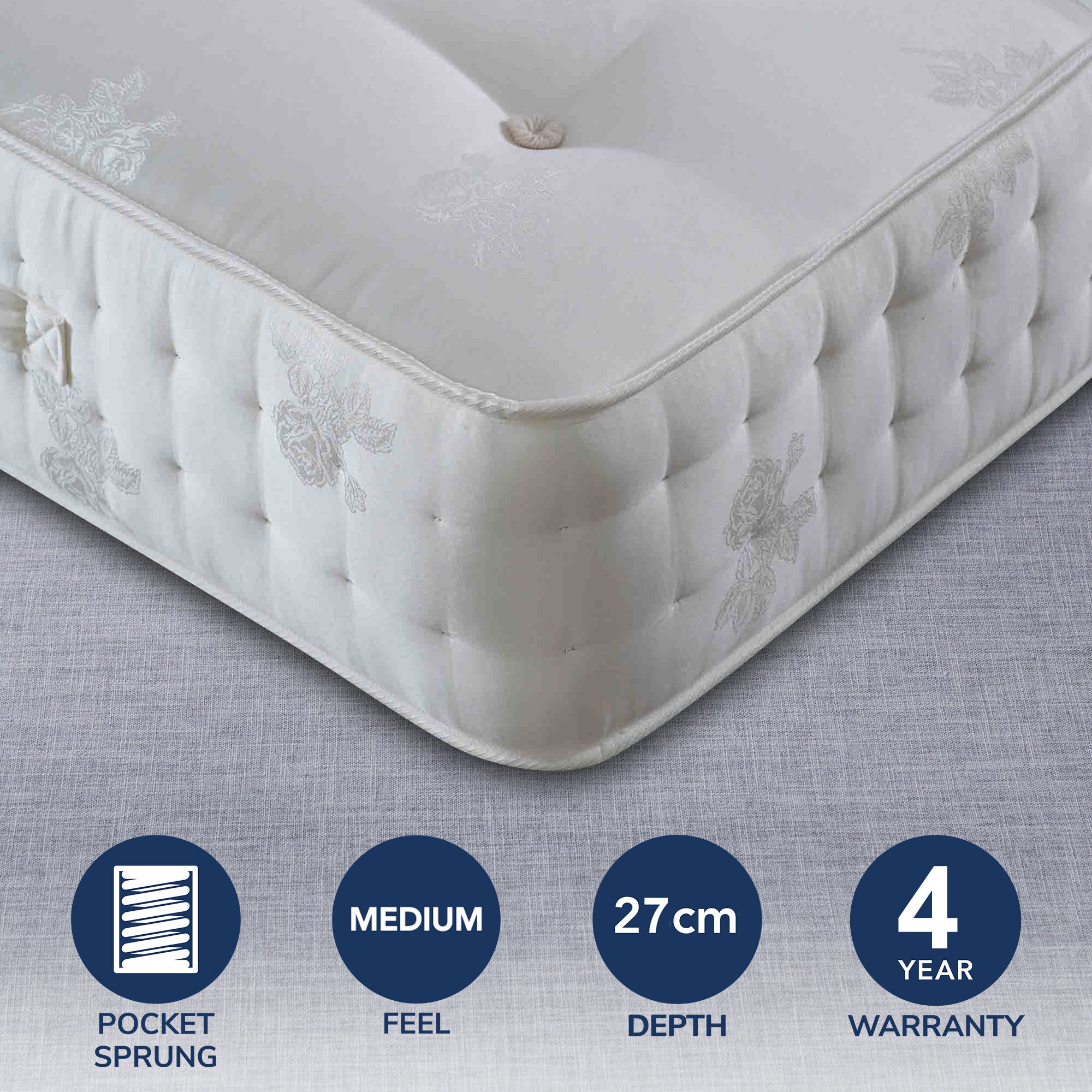 Bedmaster Medium Signature Gold 1800 Mattress White