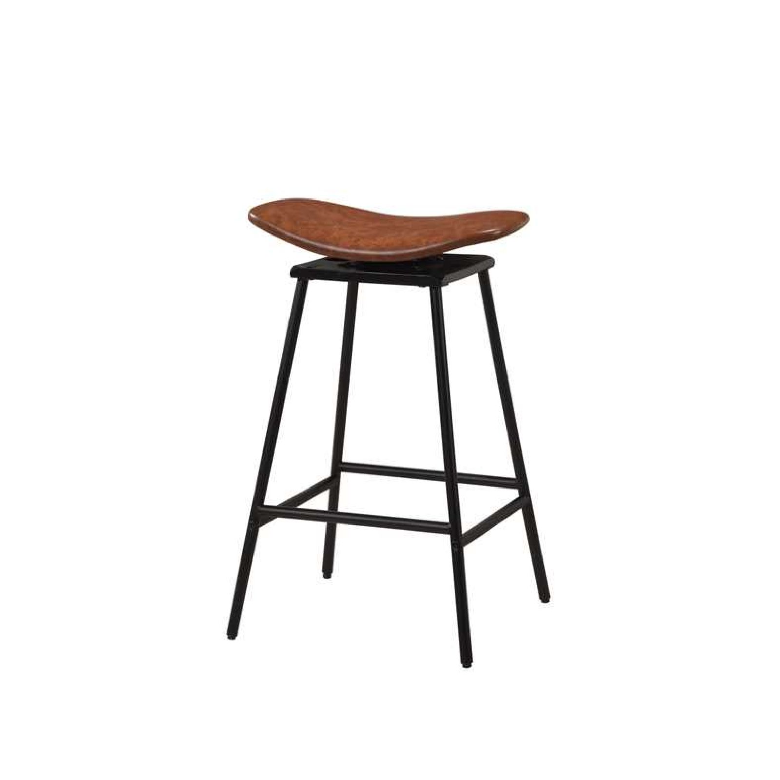 Costway Swivel Barstools Set of 2 Faux Leather Upholstered Backless Bar in Brown