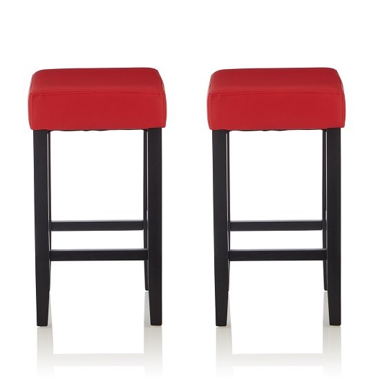 Newark Bar Stools In Red PU And Black Legs In A Pair