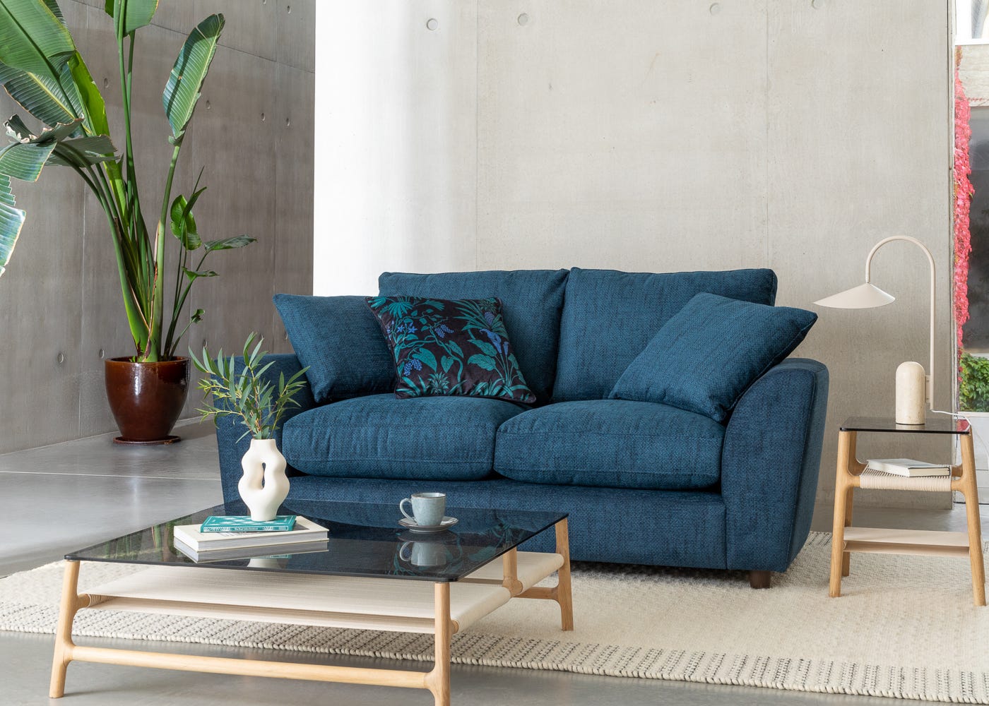 Heal's Snooze Left Hand Facing Corner Sofa Melton Wool Shale Black Feet 2