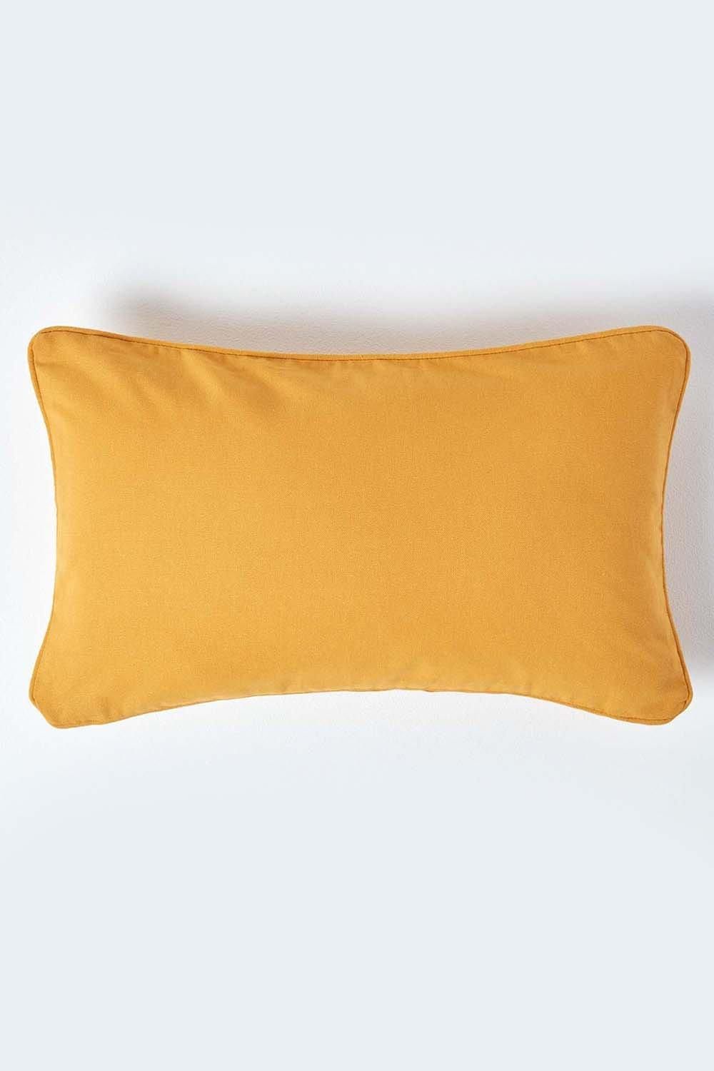 Homescapes Cotton Plain Cushion Cover in Mustard