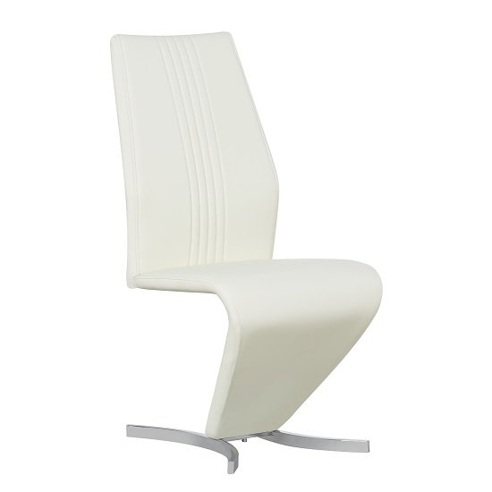 Gia Dining Chair In Cream Faux Leather With Chrome Base