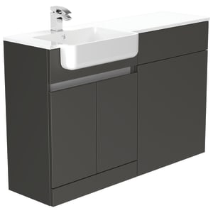 Be Modern Botanica Midnight Mist Left Hand 1260mm Freestanding Vanity & Toilet Pan Unit with Basin Modular Combination