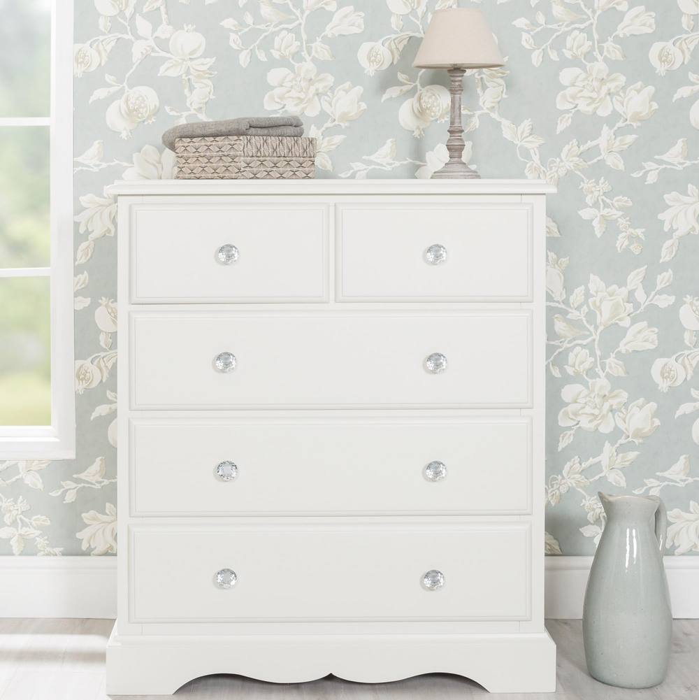 Statement Furniture Romance 2 Over 3 Chest of Drawers with Crystal Handles in Light Grey